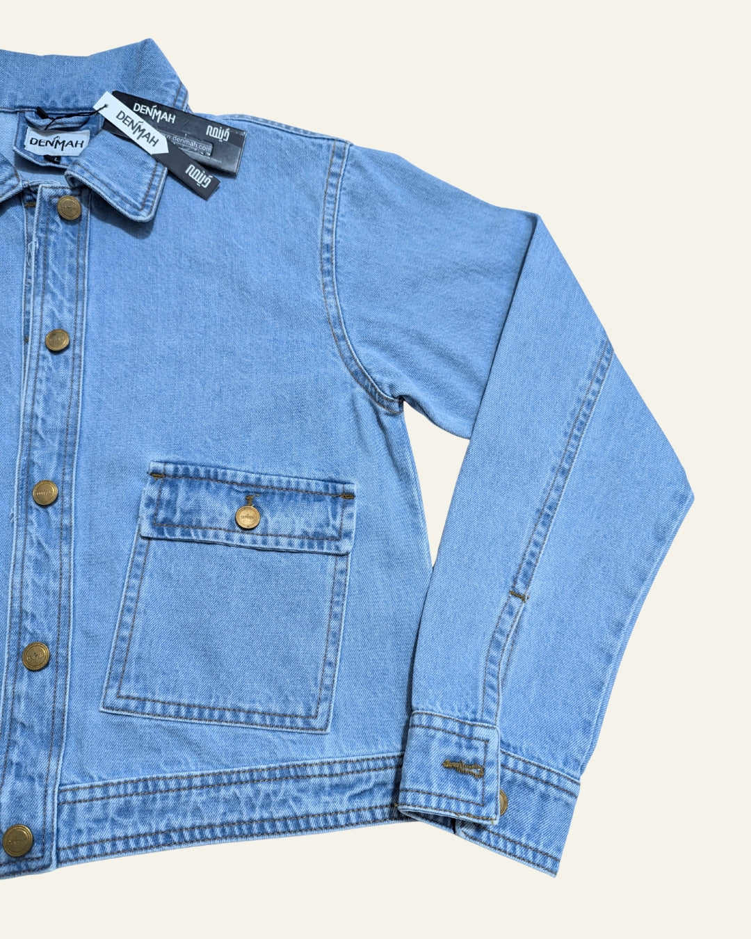 Light-Blue Denim Jacket with Large Patch Pockets