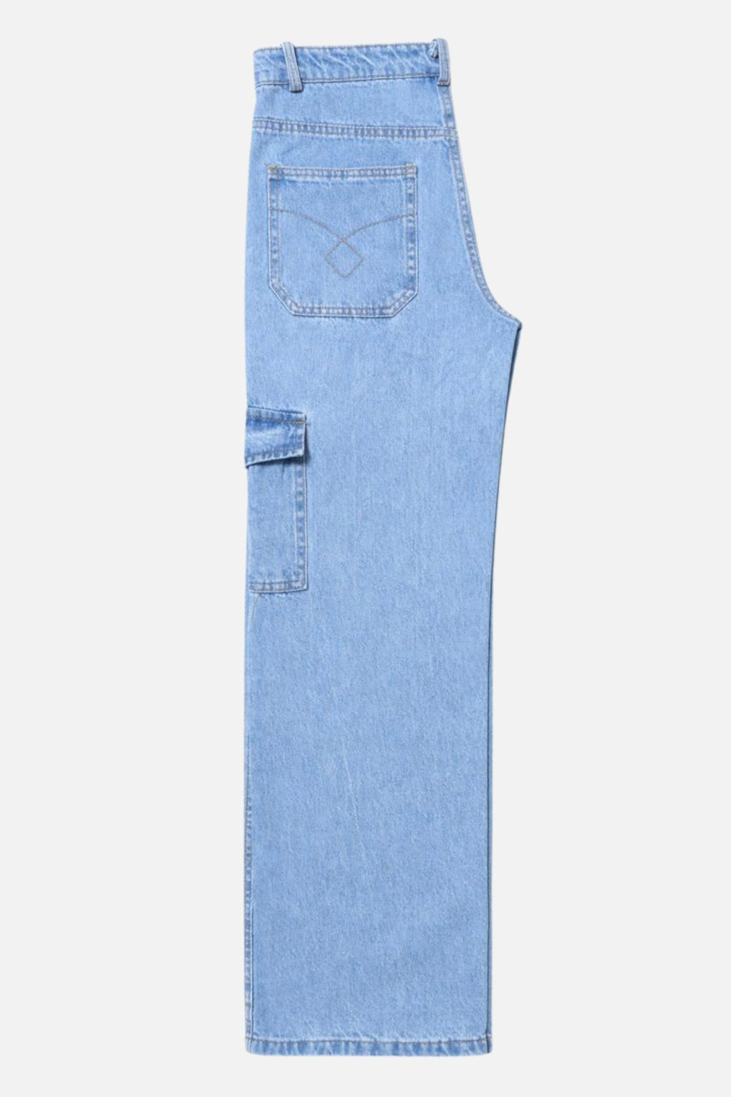 6 Pockets Mid-Light Blue Baggy Cargo Jean