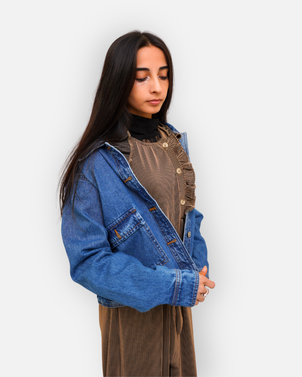 Mid-Blue Denim Jacket with Large Patch Pockets