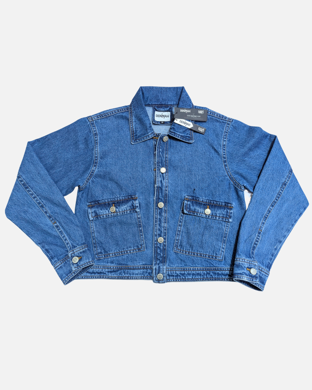 Mid-Blue Denim Jacket with Large Patch Pockets