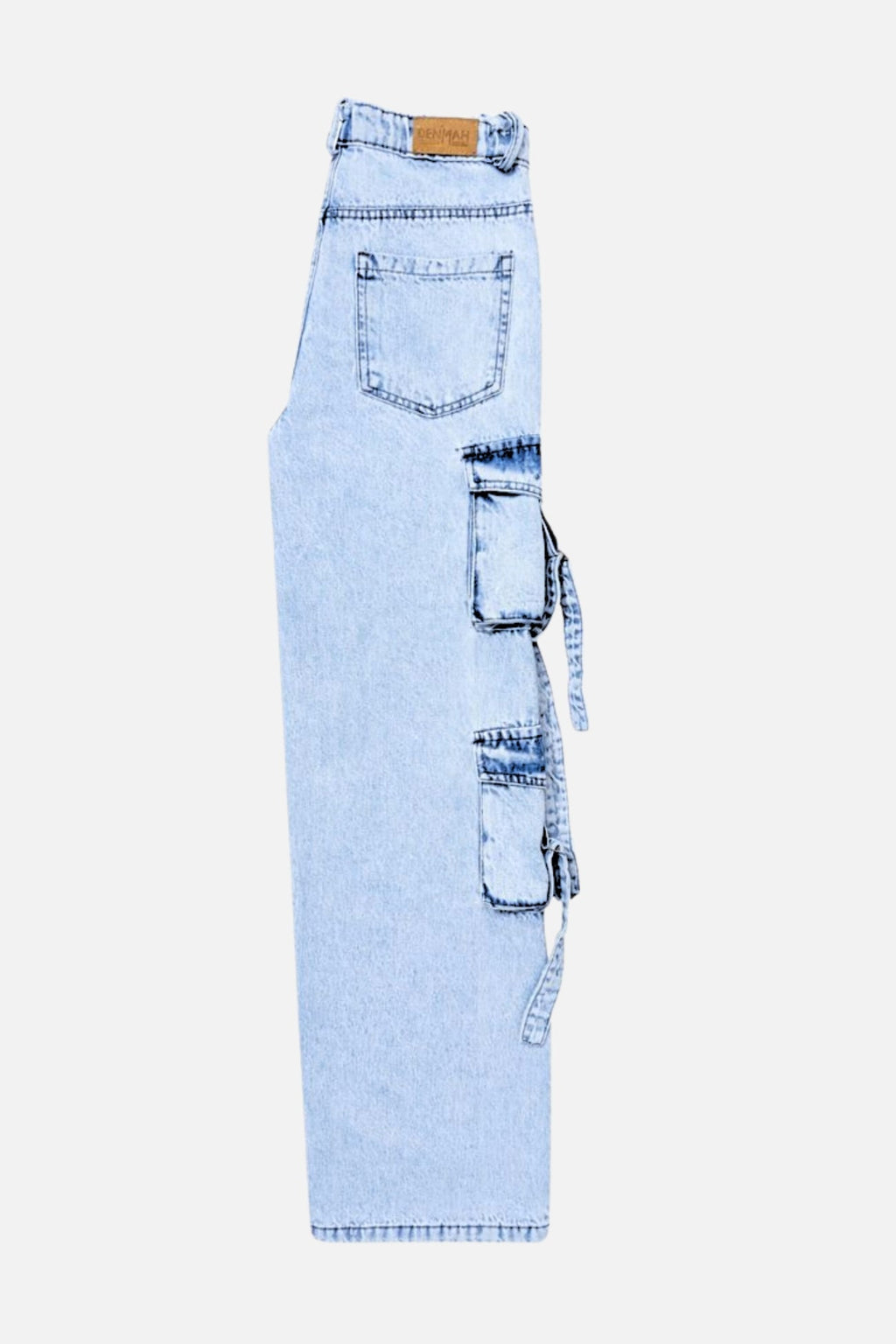 8 Pockets Light Acid Blue Baggy Cargo Jean