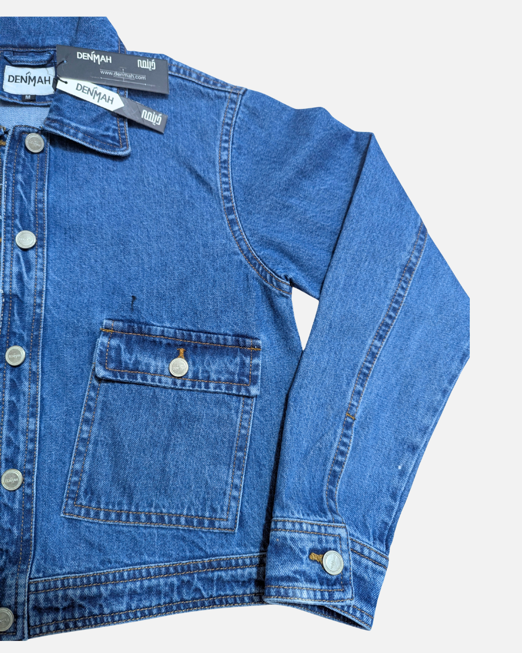 Mid-Blue Denim Jacket with Large Patch Pockets