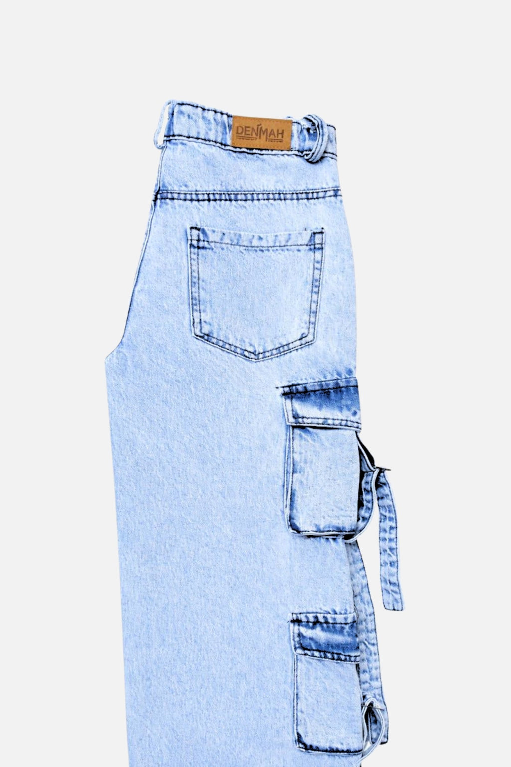 8 Pockets Light Acid Blue Baggy Cargo Jean