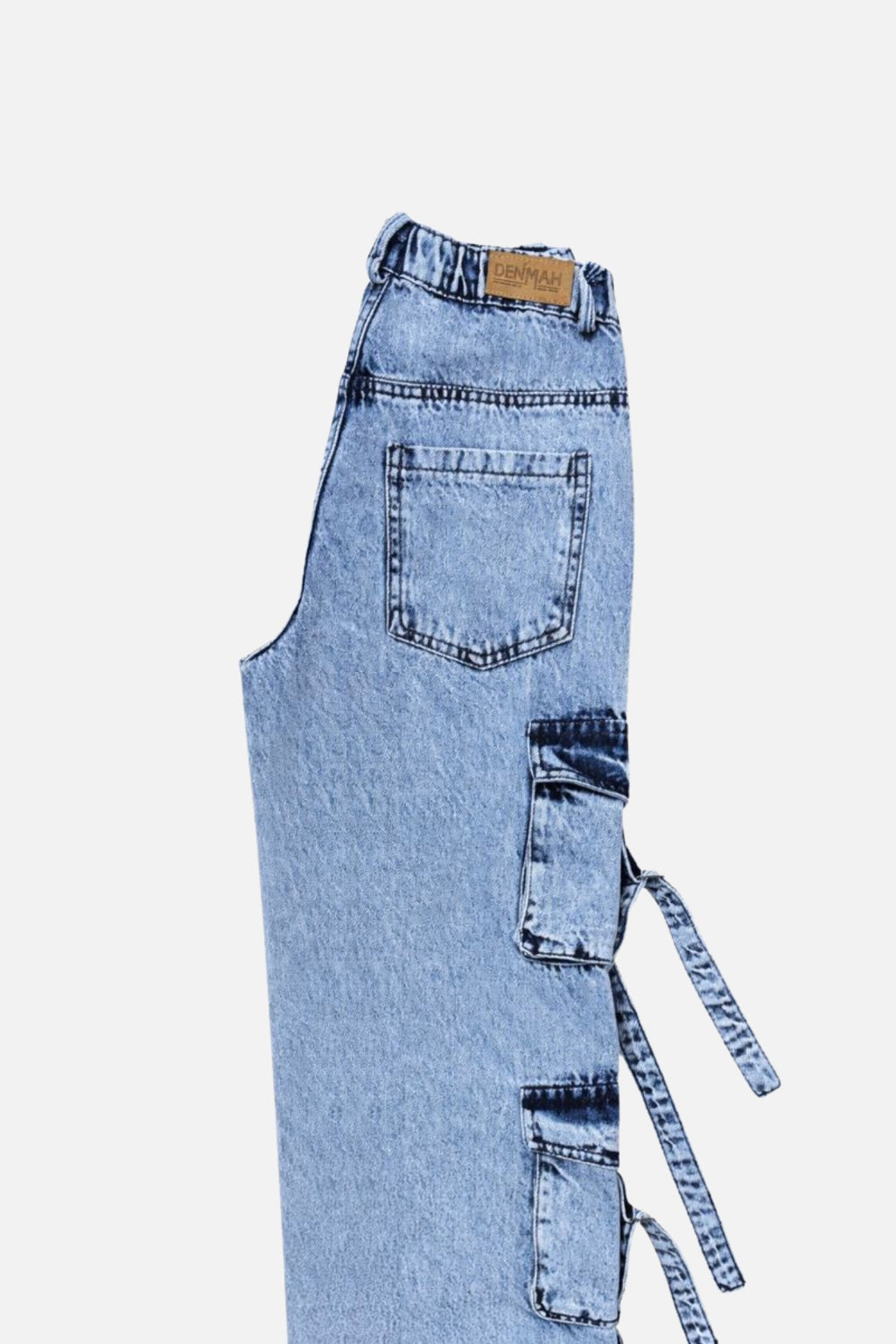 8 Pockets Mid Acid Blue Baggy Cargo Jean