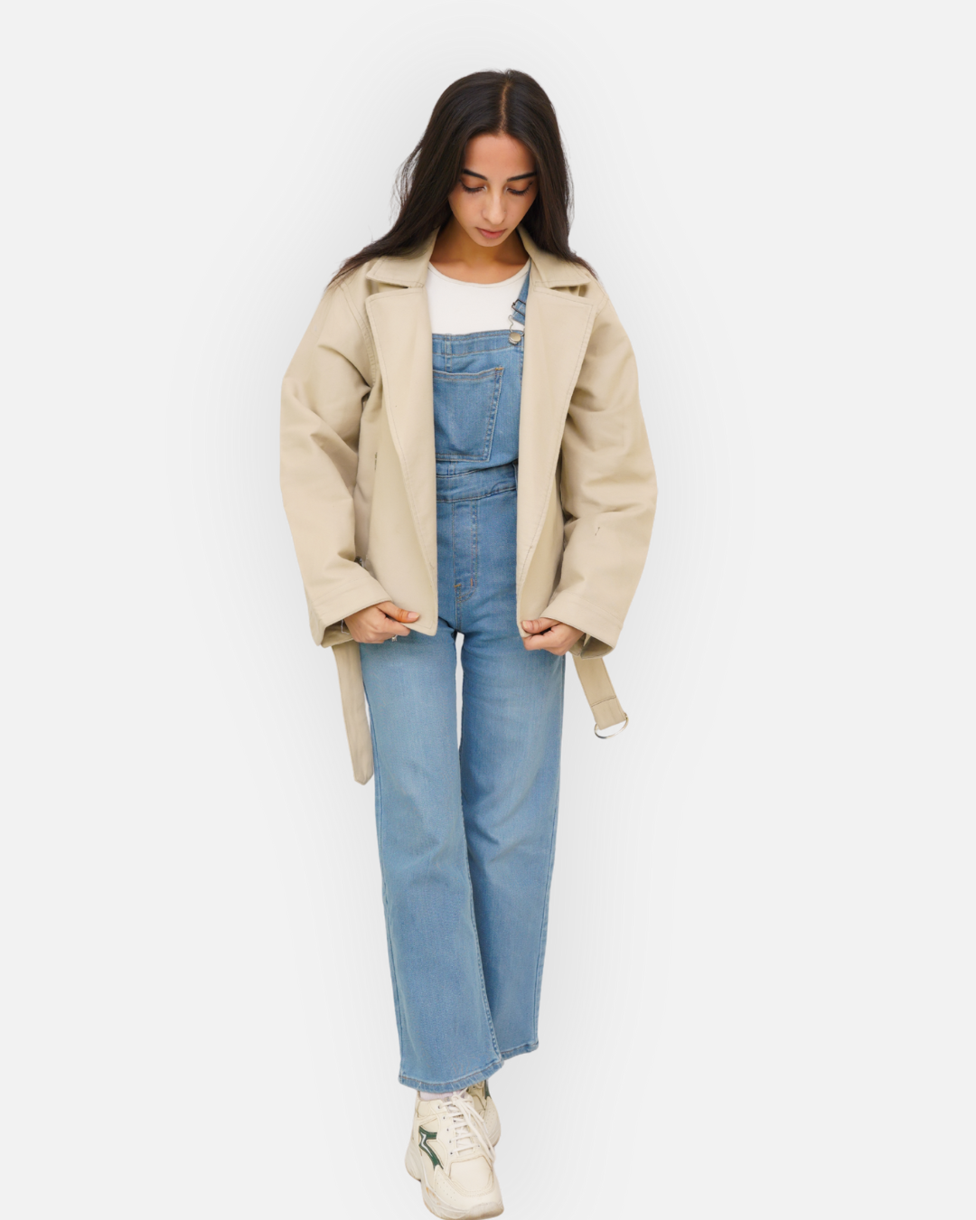 Chic Beige Cotton Double-Breasted Crop Jacket