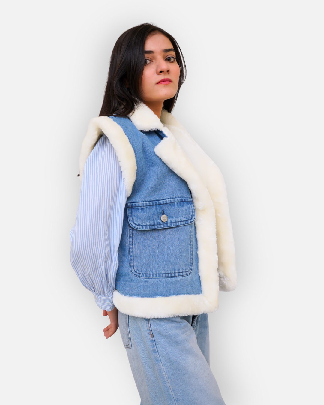 Soft Fur Winter Denim Vest