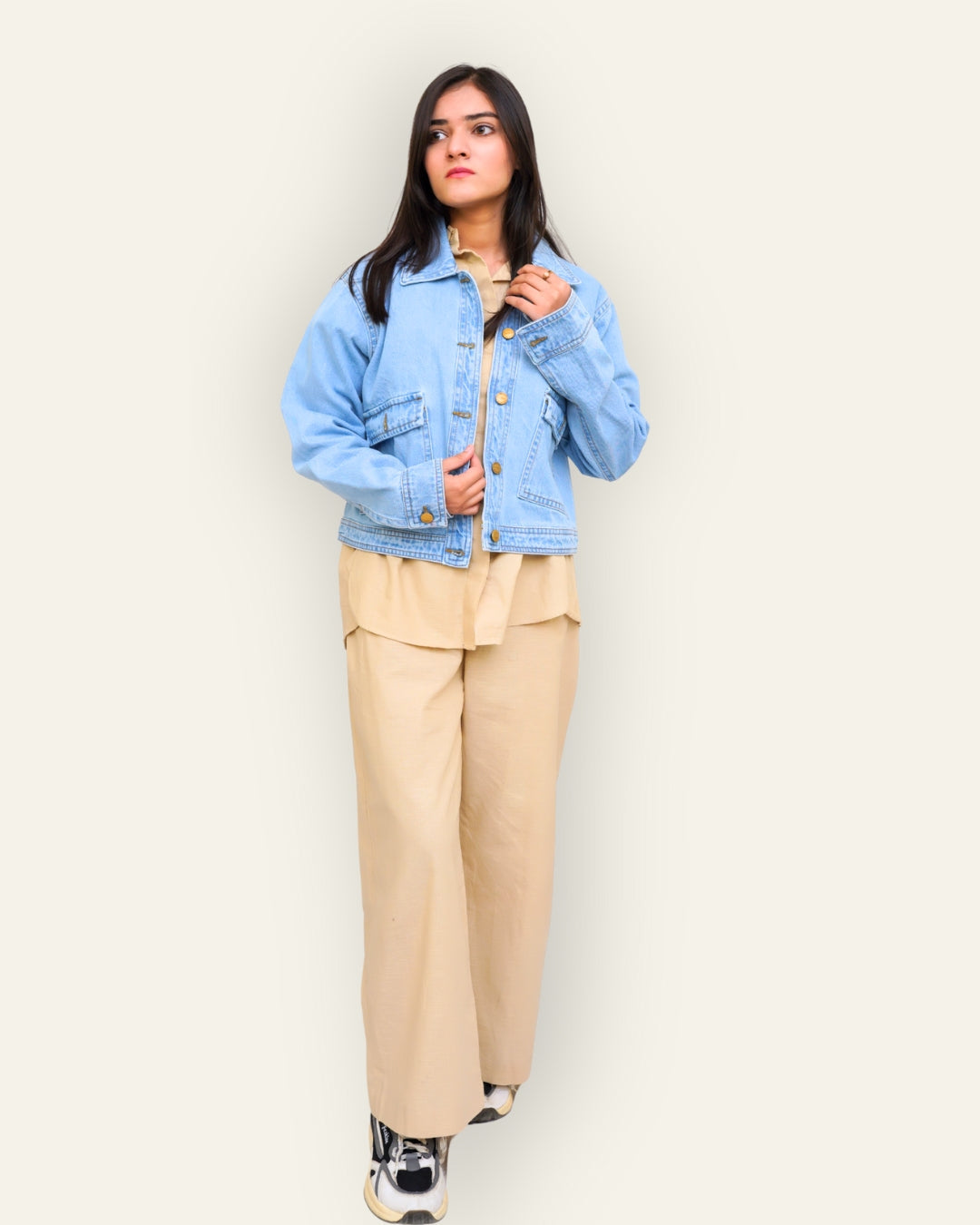 Light-Blue Denim Jacket with Large Patch Pockets