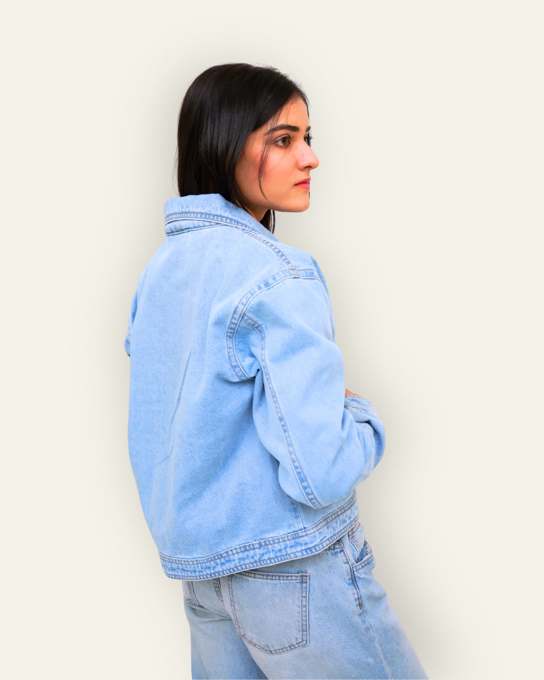 Light-Blue Denim Jacket with Large Patch Pockets