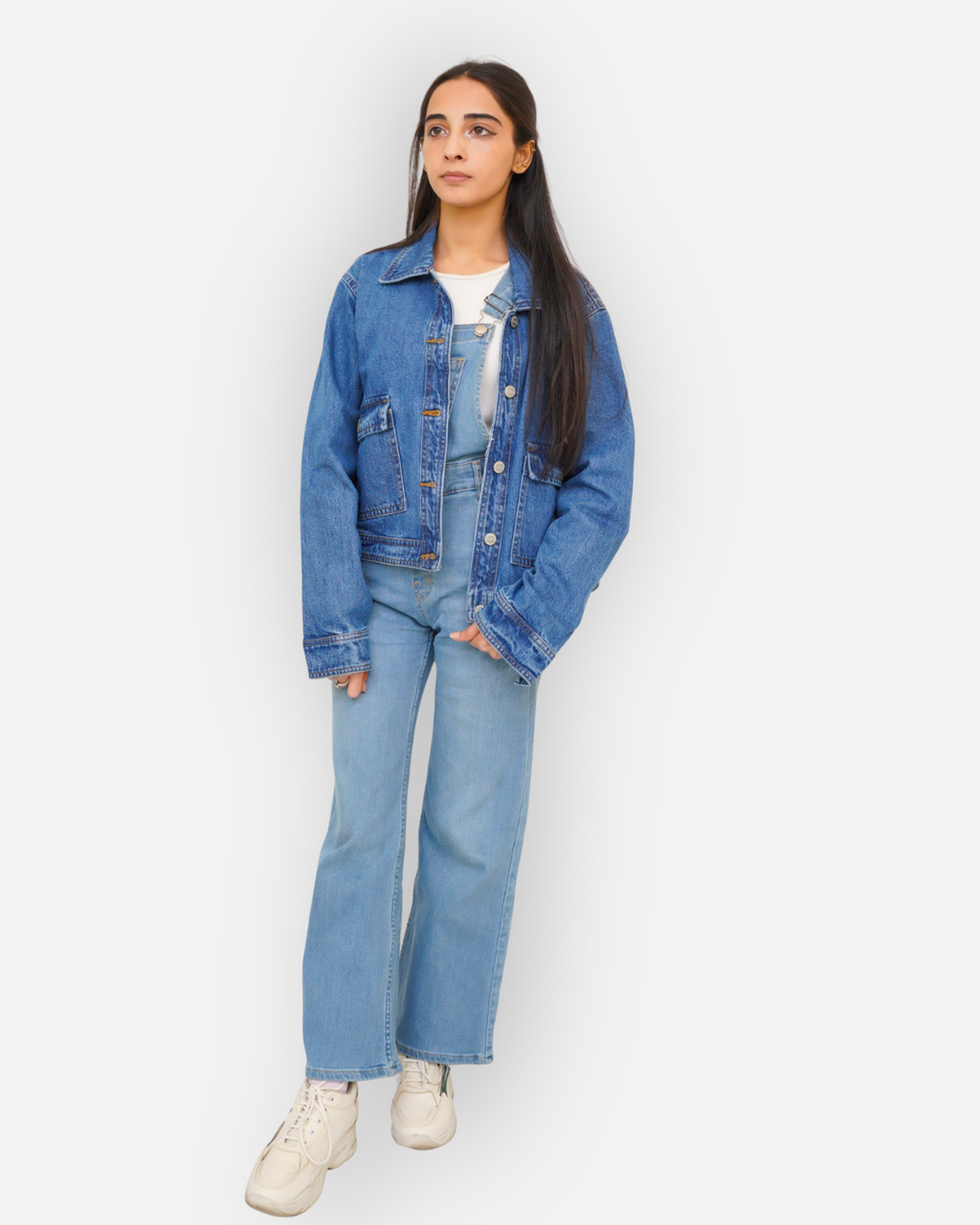 Mid-Blue Denim Jacket with Large Patch Pockets
