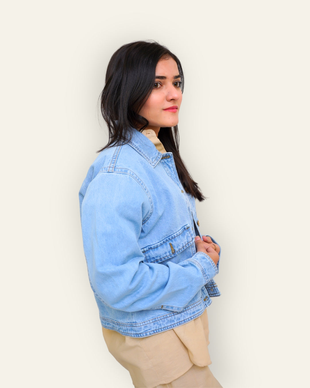 Light-Blue Denim Jacket with Large Patch Pockets