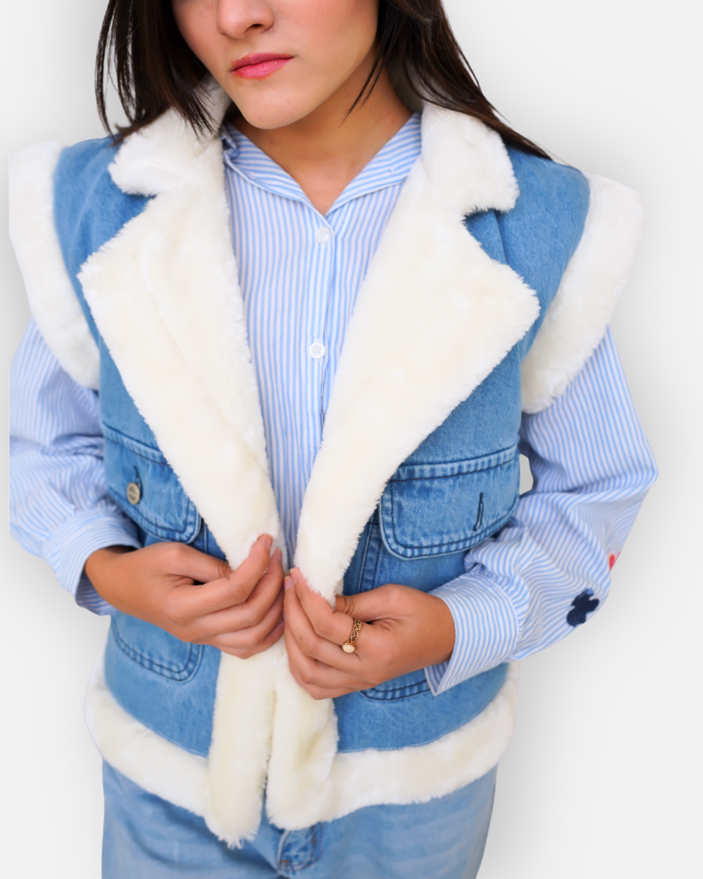 Soft Fur Winter Denim Vest