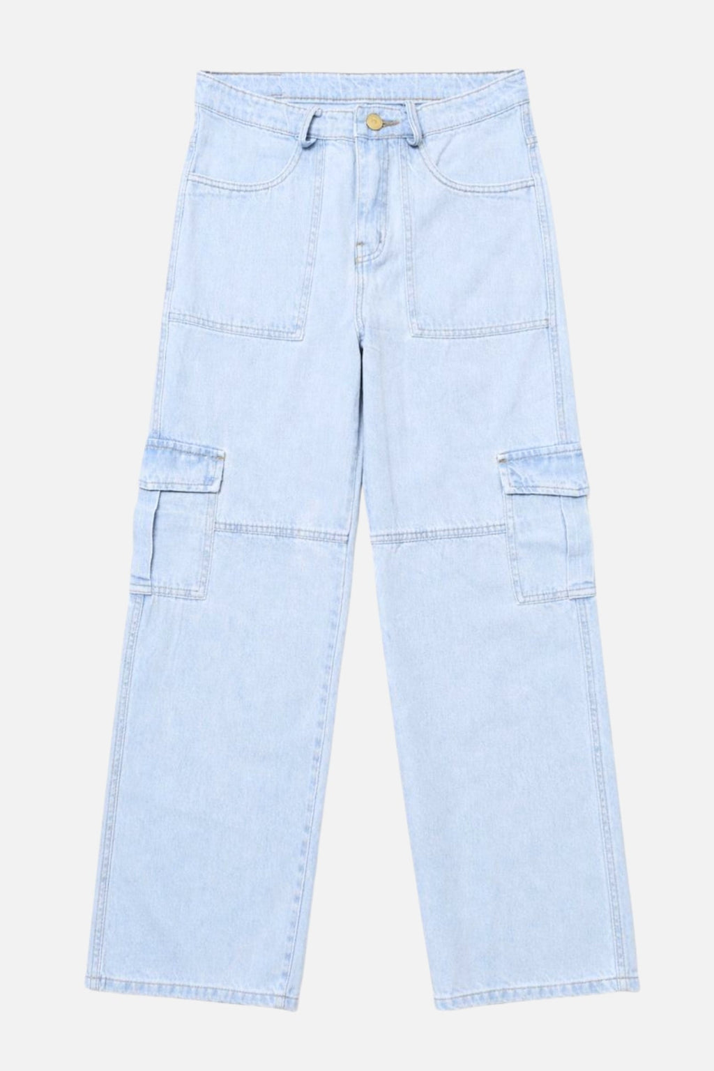 6 Pockets Light Blue Cargo Baggy Jean