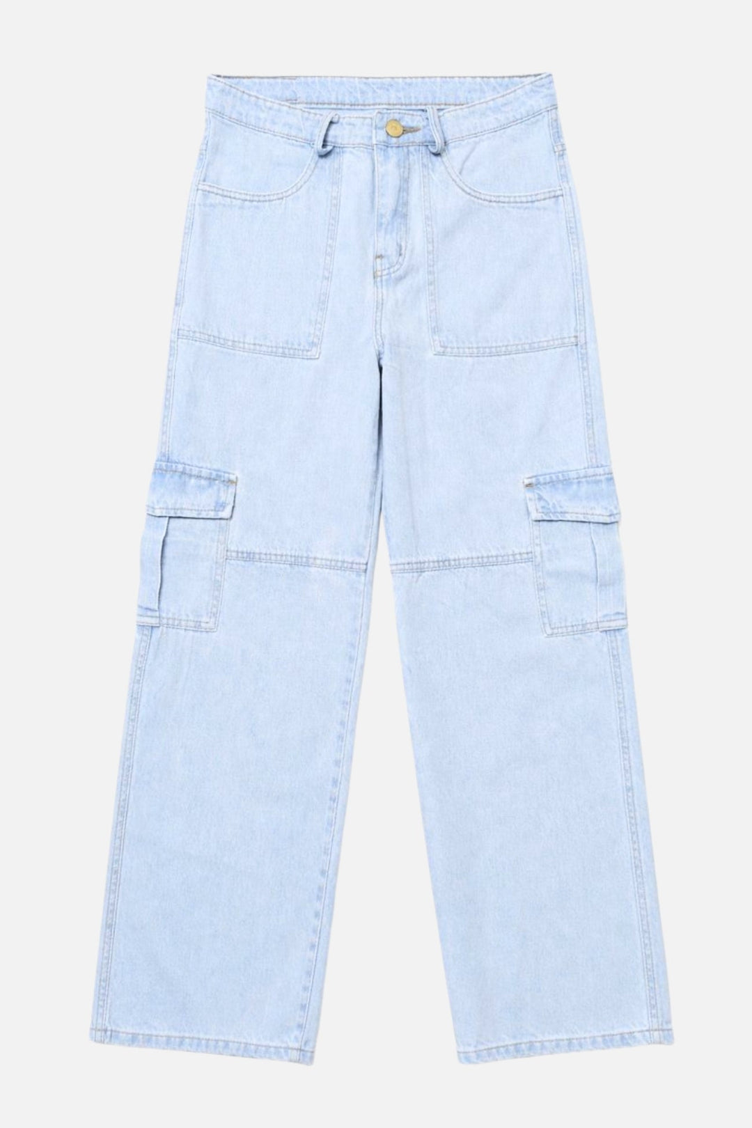 6 Pockets Light Blue Cargo Baggy Jean