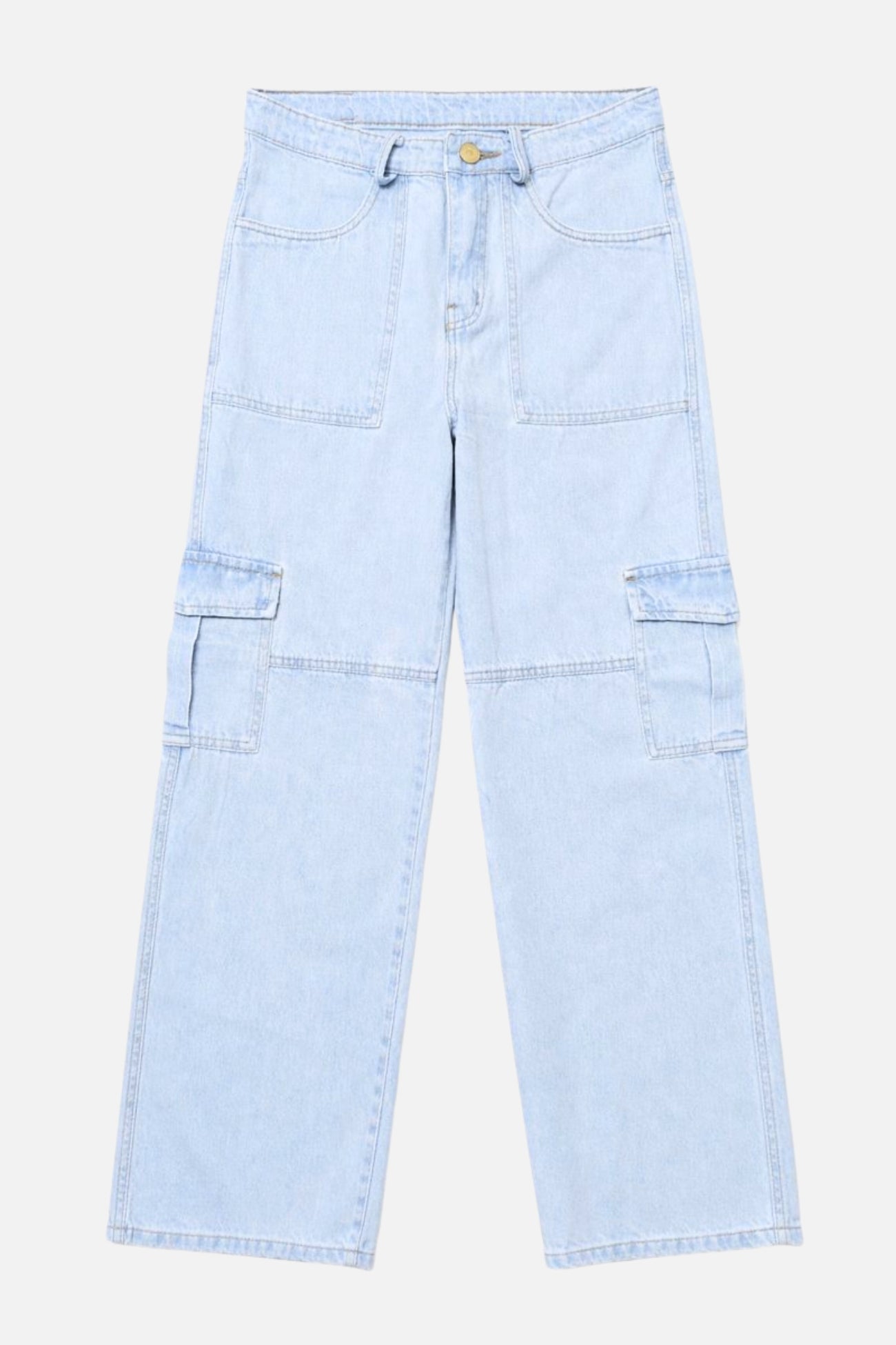 6 Pockets Light Blue Cargo Baggy Jean