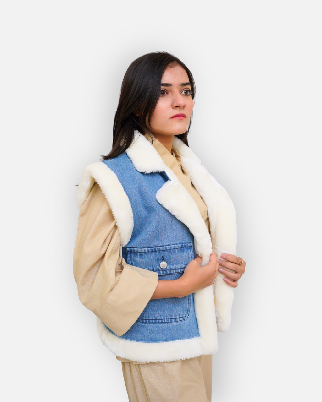 Soft Fur Winter Denim Vest