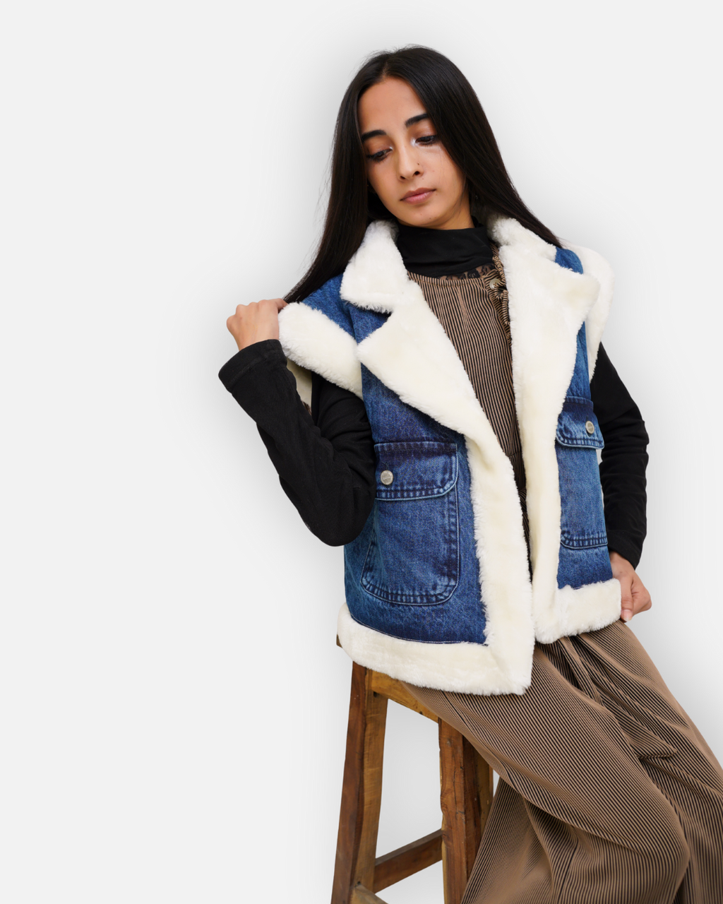 Soft Fur Denim Winter Jacket