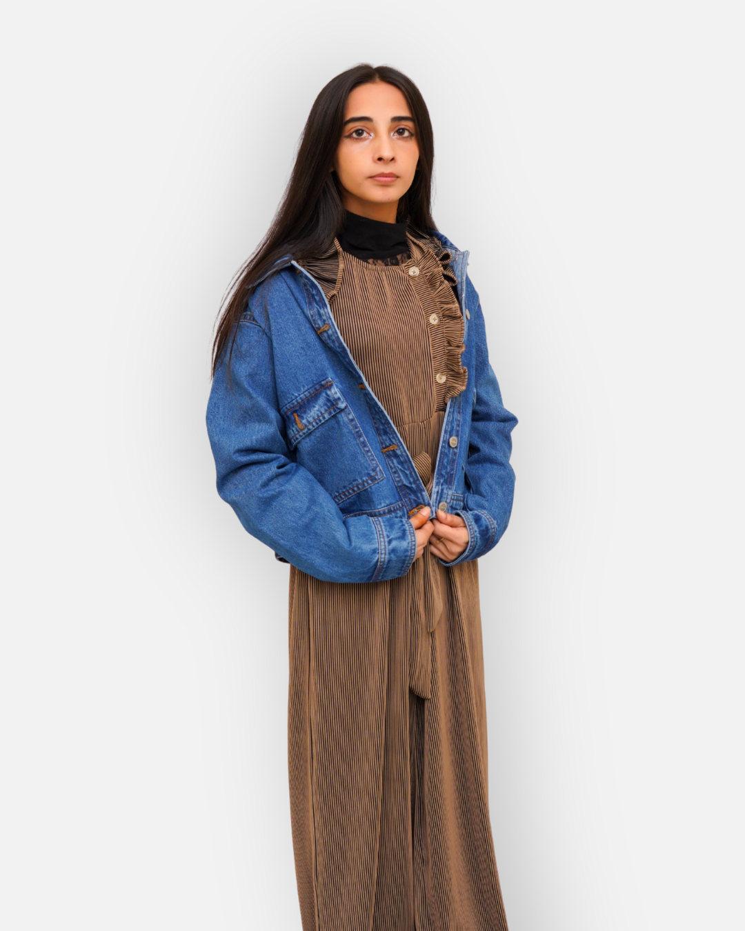 Mid-Blue Denim Jacket with Large Patch Pockets