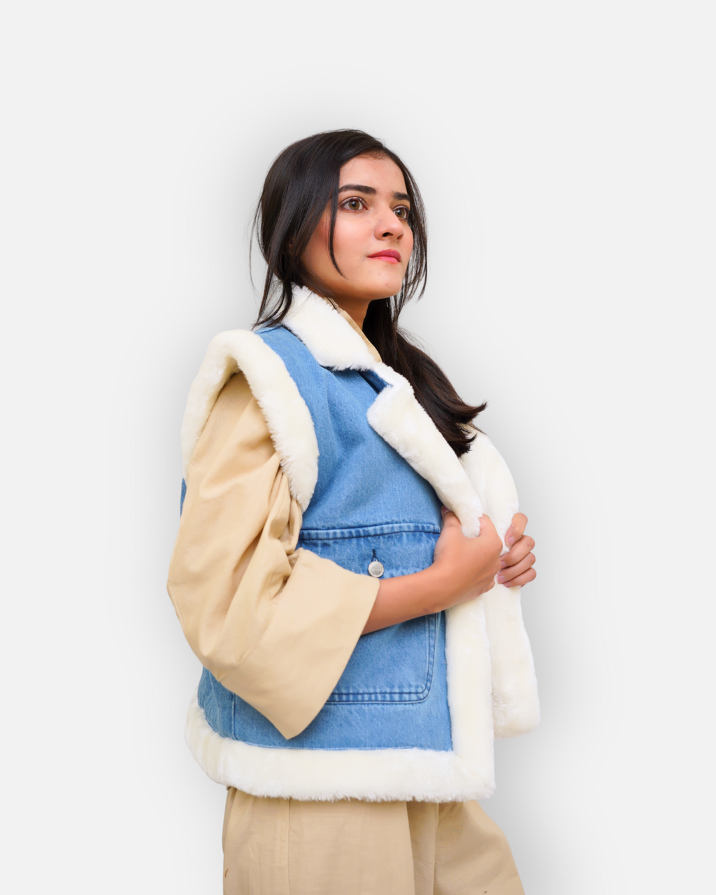 Soft Fur Winter Denim Vest