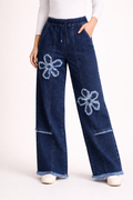 Floral Fray Wide-Leg Jean for Women