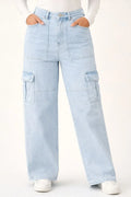 6 Pockets Light Blue Cargo Baggy Jean
